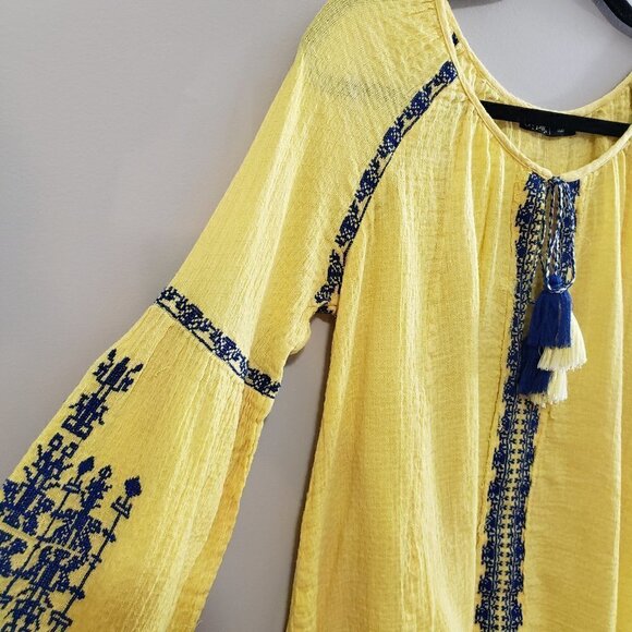 Gypsy 05 Global Village Embroidered Peasant Top S - Picture 7 of 8
